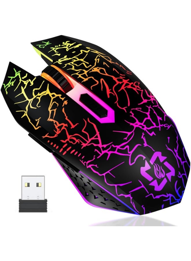 Wireless, Bluetooth Gaming Mouse, Silent Clicks RGB Rechargeable - Optical Sensor 1600 DPI Charge with USB C Port - Image 1